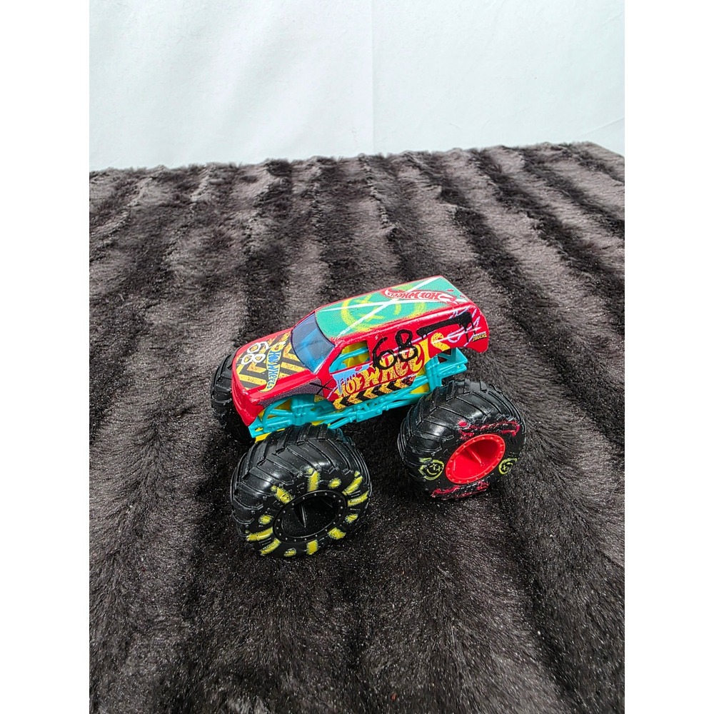 Hot Wheels Monster Truck 68 Red Graffiti Diecast Toy Car Teal Chassis